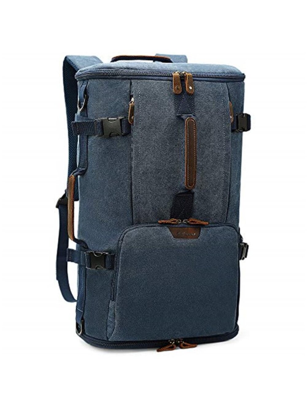 40L Vintage Canvas Backpack Convertible Duffel Carry On 17 Inch Laptop Blue